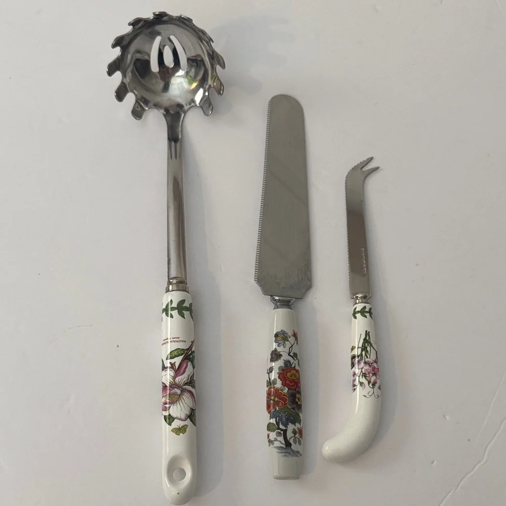 Portmeirion Botanical Garden Floral Kitchen Utensil Set & 1 Aynsley Cake Knife
